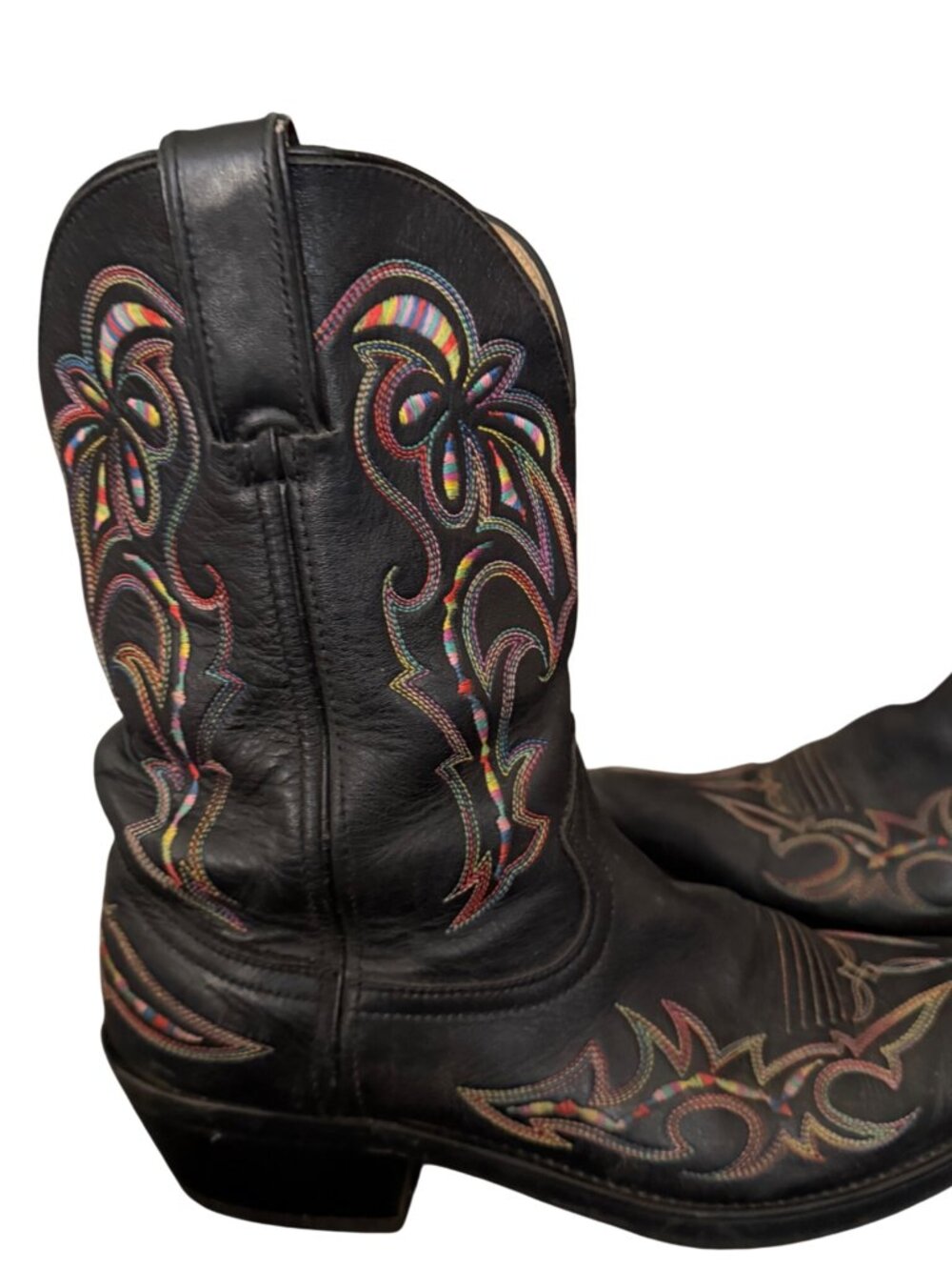 Durango Black Leather Embroidered Western Cowboy Boots Size 7.5 Men’s 9 Women’s - Picture 2 of 10